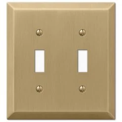 Metallic 2 Gang Toggle Steel Wall Plate - Brushed Bronze by AMERELLE