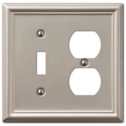 Ascher 2 Gang 1-Toggle and 1-Duplex Steel Wall Plate - Brushed Nickel by AMERELLE