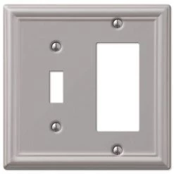 Ascher 2 Gang 1-Toggle and 1-Rocker Steel Wall Plate - Brushed Nickel by AMERELLE