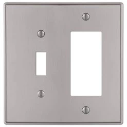 Ansley 2 Gang 1-Toggle and 1-Rocker Metal Wall Plate - Brushed Nickel by AMERELLE