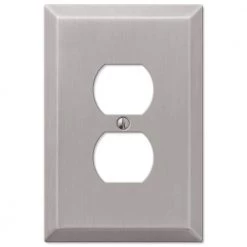 Oversized Brushed Nickel 1-Gang Duplex Outlet Steel Wall Plate (4-Pack) by AMERELLE
