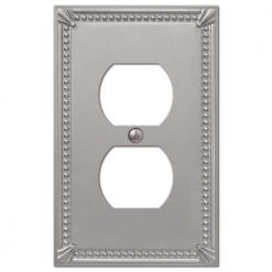 Imperial Bead 1 Gang Duplex Metal Wall Plate - Brushed Nickel by AMERELLE