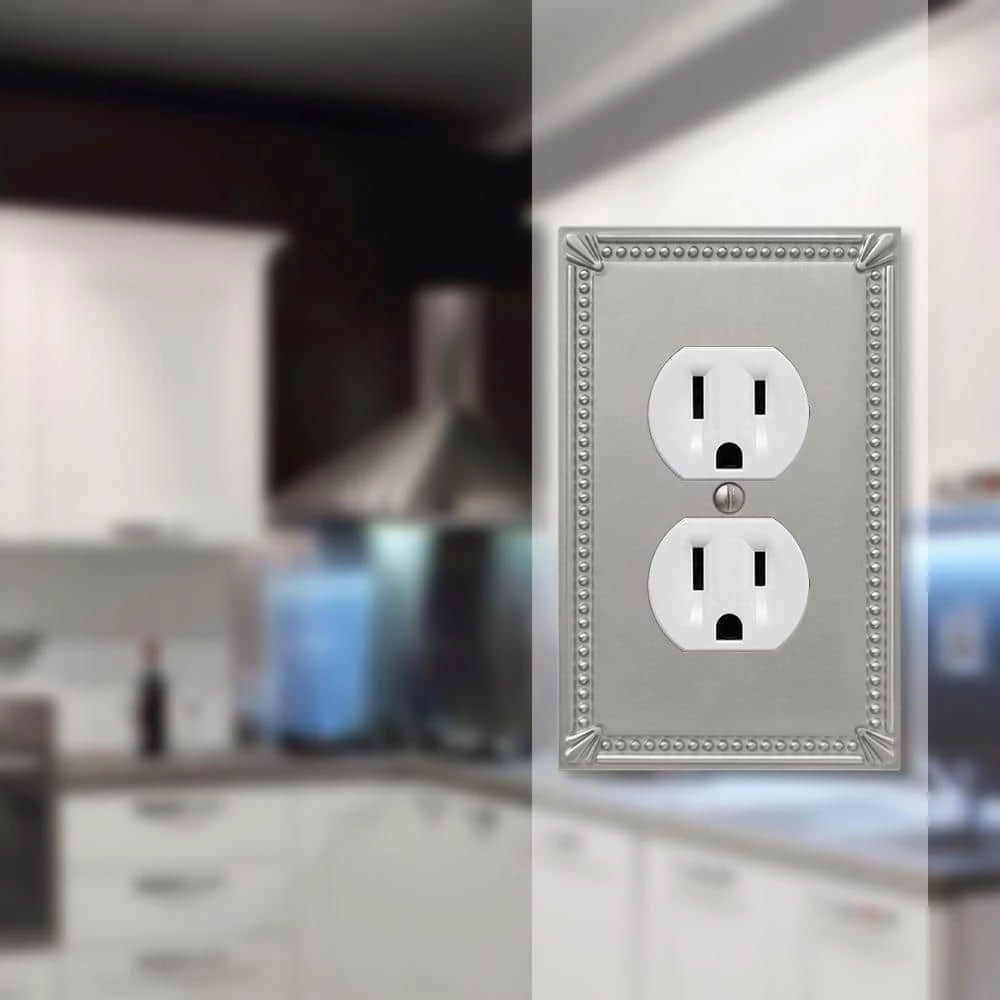 Imperial Bead 1 Gang Duplex Metal Wall Plate - Brushed Nickel by AMERELLE 2 Imperial Bead 1 Gang Duplex Metal Wall Plate - Brushed Nickel by AMERELLE - Image 2