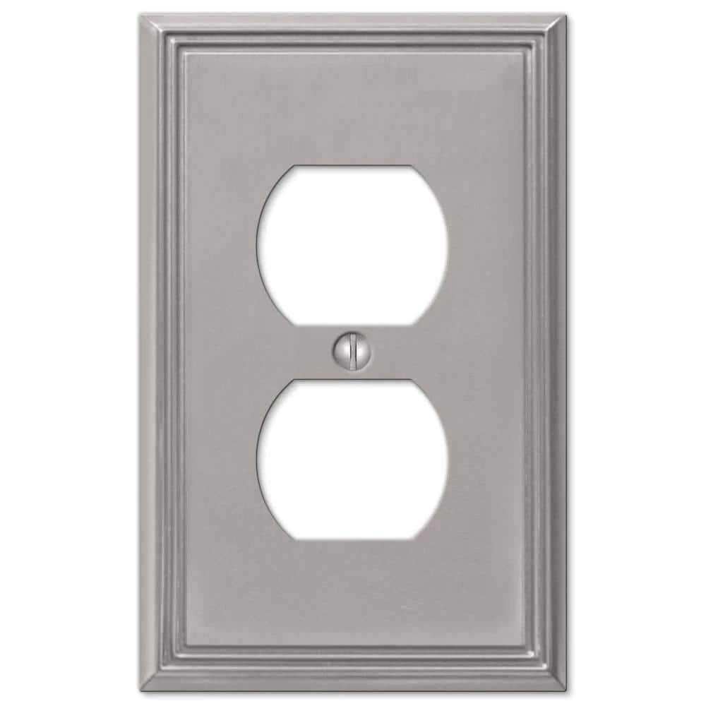 Rhodes 1 Gang Duplex Metal Wall Plate - Brushed Nickel by AMERELLE 1 Rhodes 1 Gang Duplex Metal Wall Plate - Brushed Nickel by AMERELLE