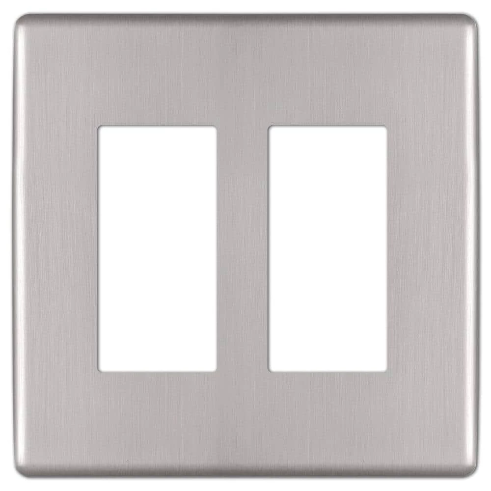 Kentley Screwless 2-Gang Decorator/Rocker Steel Wall Plate - Brushed Nickel by AMERELLE 1 Kentley Screwless 2-Gang Decorator/Rocker Steel Wall Plate - Brushed Nickel by AMERELLE