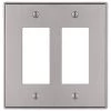 Ansley 2 Gang Rocker Metal Wall Plate - Brushed Nickel by AMERELLE
