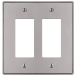Ansley 2 Gang Rocker Metal Wall Plate - Brushed Nickel by AMERELLE