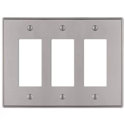 Ansley 3 Gang Rocker Metal Wall Plate - Brushed Nickel by AMERELLE