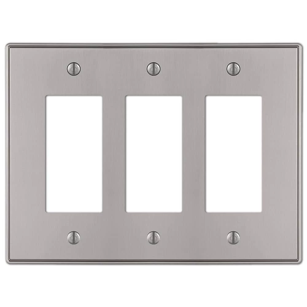 Ansley 3 Gang Rocker Metal Wall Plate - Brushed Nickel by AMERELLE 1 Ansley 3 Gang Rocker Metal Wall Plate - Brushed Nickel by AMERELLE
