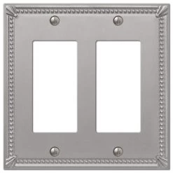Imperial Bead 2 Gang Rocker Metal Wall Plate - Brushed Nickel by AMERELLE