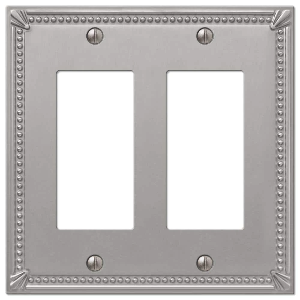 Imperial Bead 2 Gang Rocker Metal Wall Plate - Brushed Nickel by AMERELLE 1 Imperial Bead 2 Gang Rocker Metal Wall Plate - Brushed Nickel by AMERELLE