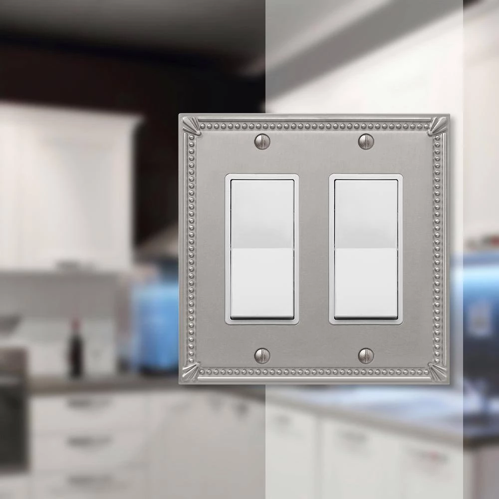 Imperial Bead 2 Gang Rocker Metal Wall Plate - Brushed Nickel by AMERELLE 2 Imperial Bead 2 Gang Rocker Metal Wall Plate - Brushed Nickel by AMERELLE - Image 2