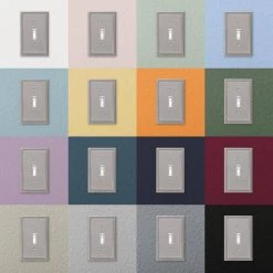 Rhodes 1 Gang Rocker Metal Wall Plate - Brushed Nickel by AMERELLE -AMERELLE Sales brushed nickel amerelle rocker light switch plates 77rbn 66 1000