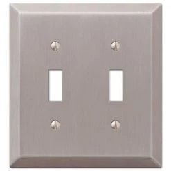 Metallic 2 Gang Toggle Steel Wall Plate - Brushed Nickel by AMERELLE