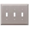 Metallic 3 Gang Toggle Steel Wall Plate - Brushed Nickel by AMERELLE