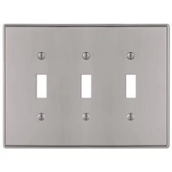 Ansley 3 Gang Toggle Metal Wall Plate - Brushed Nickel by AMERELLE