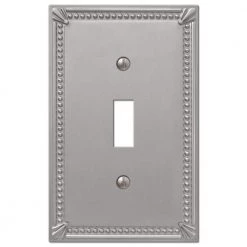 Imperial Bead 1 Gang Toggle Metal Wall Plate - Brushed Nickel by AMERELLE