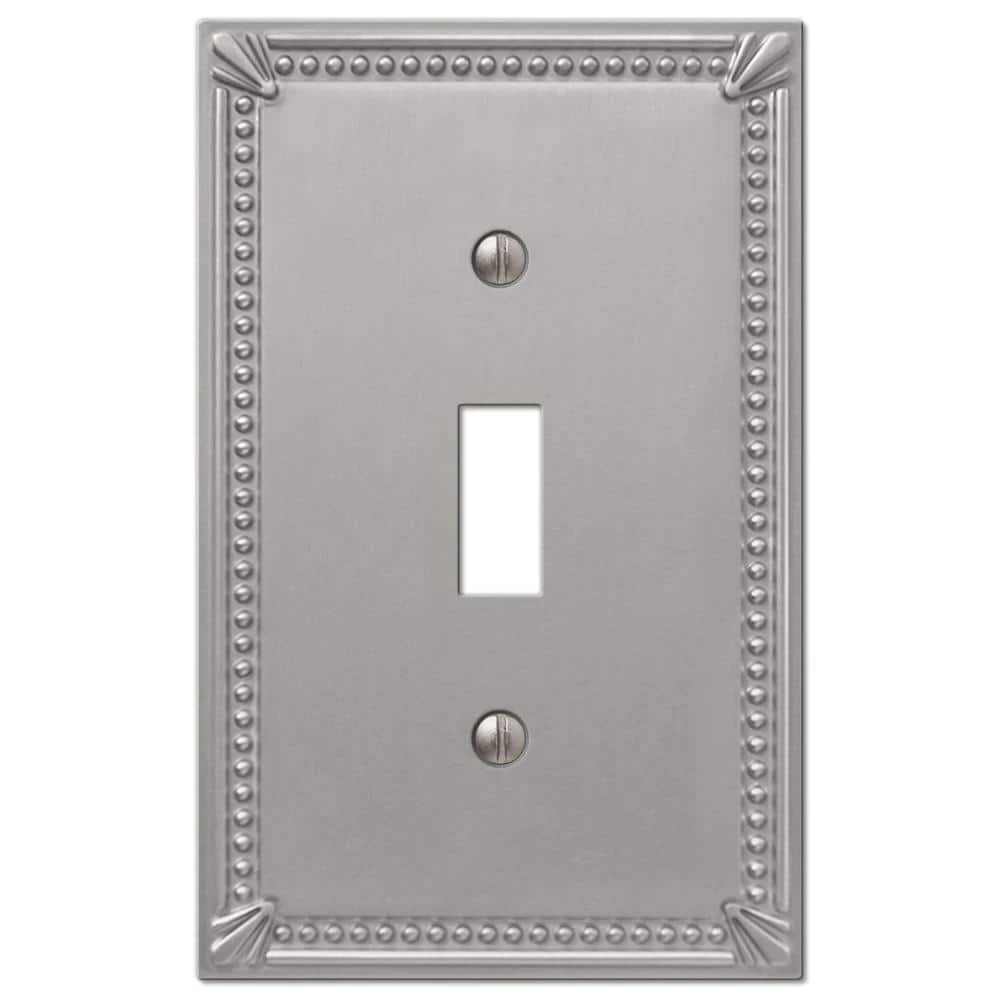 Imperial Bead 1 Gang Toggle Metal Wall Plate - Brushed Nickel by AMERELLE 1 Imperial Bead 1 Gang Toggle Metal Wall Plate - Brushed Nickel by AMERELLE