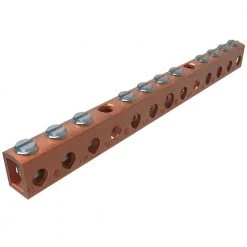 Copper Neutral Bar Connector, Conductor Range 4-14 Main, 6-14 Tap, 11 Ports by ILSCO