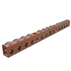 Copper Neutral Bar Connector, Conductor Range 4-14 Main, 6-14 Tap, 13 Ports by ILSCO
