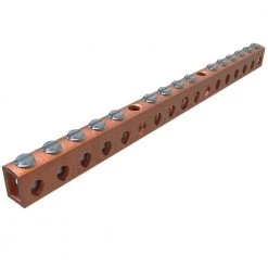 Copper Neutral Bar Connector, Conductor Range 4-14 Main, 6-14 Tap, 15 Ports by ILSCO