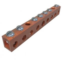 Copper Neutral Bar Connector, Conductor Range 4-14 Main, 6-14 Tap, 7 Ports by ILSCO