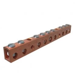 Conductor Range 4 to 14 Main 6 to 14 Tap 9 Ports Copper Neutral Bar Connector by ILSCO
