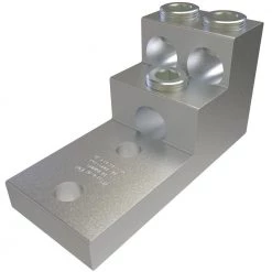 Aluminum Panelboard Lug, Dual Rated, Conductor Range 600-2, 3-Ports, 2-Holes, 1/2 in. Bolt Size by ILSCO