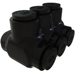 Nimbus Insulated Aluminum Multi-Tap Connector, Conductor Range 250-6, 3-Ports, Dual Sided Entry, Tin Plated by ILSCO