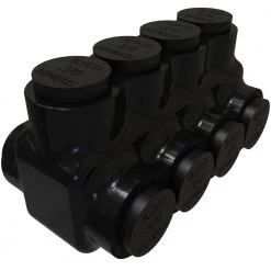 Nimbus Insulated Aluminum Multi-Tap Connector, Conductor Range 3/0-6, 4-Ports, Dual Sided Entry, Tin Plated by ILSCO