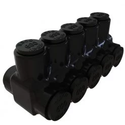 Nimbus Insulated Aluminum Multi-Tap Connector, Conductor Range 600-4, 5-Ports, Dual Sided Entry, Tin Plated by ILSCO