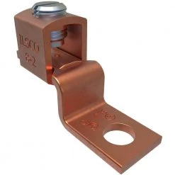 Copper Mechanical Lug Offset, Conductor Range 2-8, 1 Port, 1-Hole, 1/4 in. Bolt Size (12-Pack) by ILSCO
