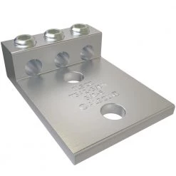 Aluminum Mechanical Lug Connector, Conductor Range 3/0-6, 3 Ports, 2 Hole, 1/2 in. Bolt Size by ILSCO
