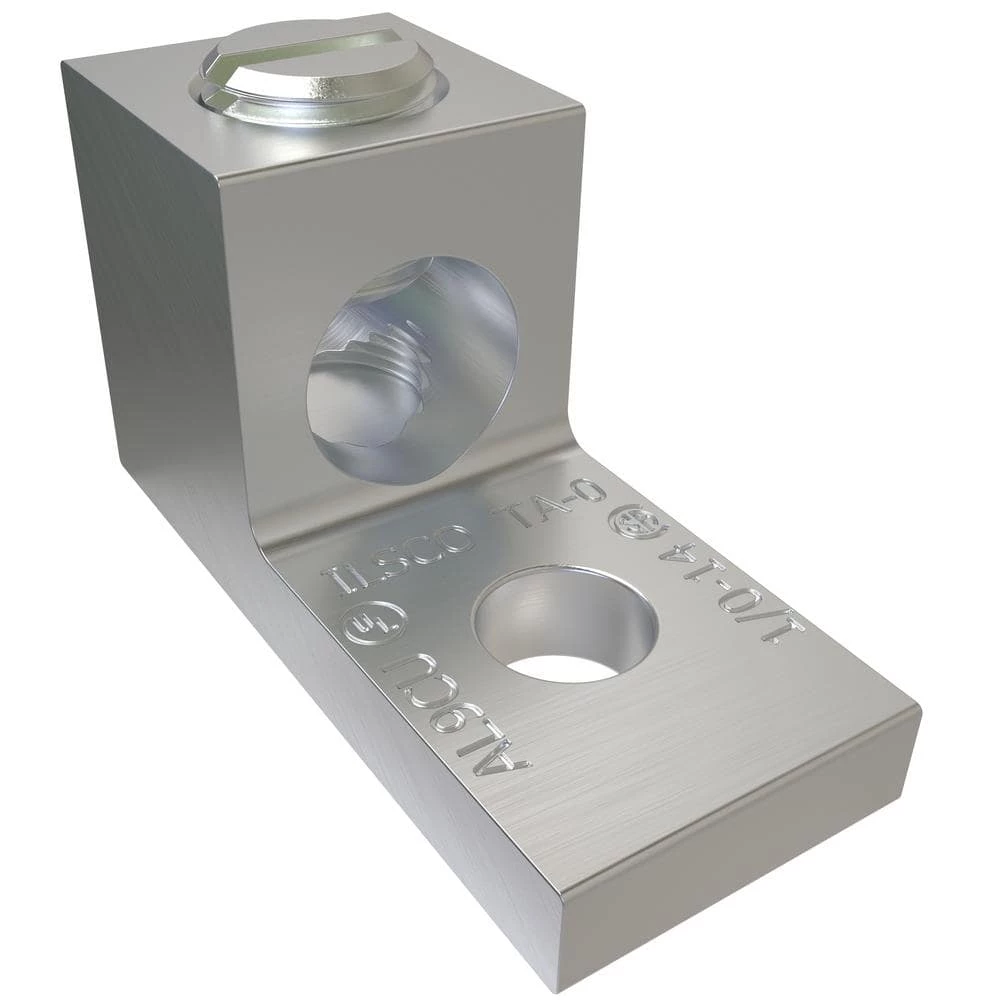 Aluminum Mechanical Lug Connector, Conductor Range 1/0-14, 1 Port, 1 Hole, 1/4 in. Bolt Size (6-Pack) by ILSCO 1 Aluminum Mechanical Lug Connector, Conductor Range 1/0-14, 1 Port, 1 Hole, 1/4 in. Bolt Size (6-Pack) by ILSCO