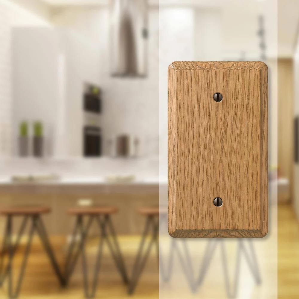 Contemporary 1 Gang Blank Wood Wall Plate - Light Oak by AMERELLE 2 Contemporary 1 Gang Blank Wood Wall Plate - Light Oak by AMERELLE - Image 2