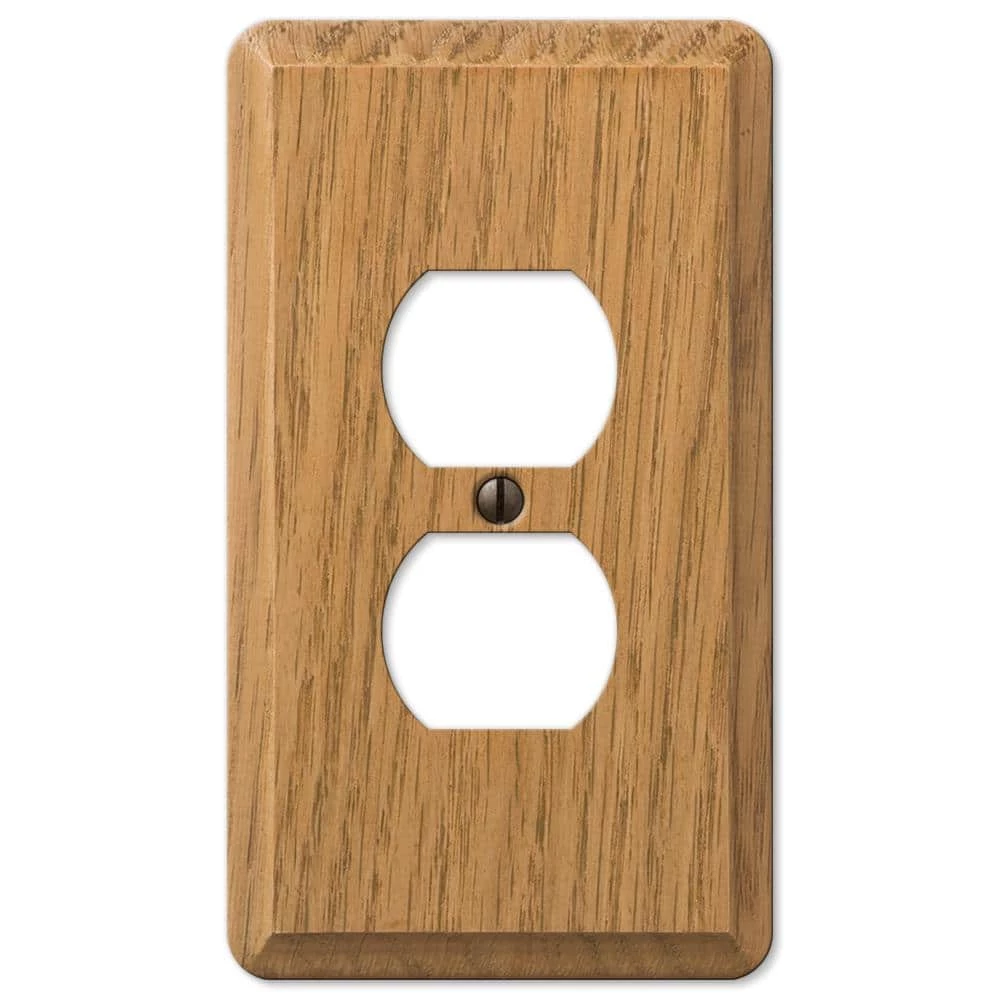 Contemporary Light Oak 1-Gang Duplex Outlet Wood Wall Plate (4-Pack) by AMERELLE 1 Contemporary Light Oak 1-Gang Duplex Outlet Wood Wall Plate (4-Pack) by AMERELLE