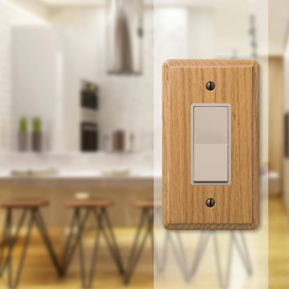 Contemporary 1 Gang Rocker Wood Wall Plate - Light Oak by AMERELLE 2 Contemporary 1 Gang Rocker Wood Wall Plate - Light Oak by AMERELLE - Image 2