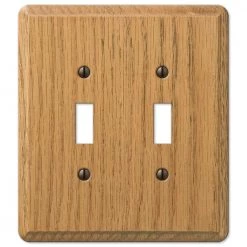 Contemporary 2 Gang Toggle Wood Wall Plate - Light Oak by AMERELLE