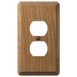 Contemporary 1 Gang Duplex Wood Wall Plate - Medium Oak by AMERELLE