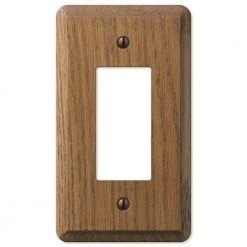Contemporary 1 Gang Rocker Wood Wall Plate - Medium Oak by AMERELLE
