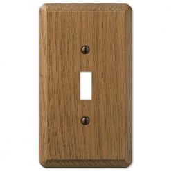 Contemporary 1 Gang Toggle Wood Wall Plate - Medium Oak by AMERELLE