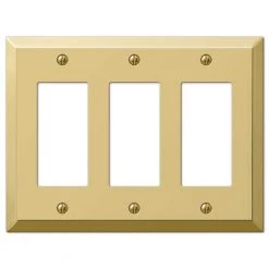 Metallic 3 Gang Rocker Steel Wall Plate - Polished Brass by AMERELLE