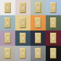 Metallic 3 Gang Rocker Steel Wall Plate - Polished Brass by AMERELLE -AMERELLE Sales polished brass amerelle rocker light switch plates 163rrrbr 66 1000