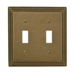 Tiered 2 Gang Toggle Metal Wall Plate - Rustic Brass by AMERELLE