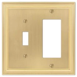 Hallcrest 2 Gang 1-Toggle and 1-Rocker Metal Wall Plate - Satin Brass by AMERELLE