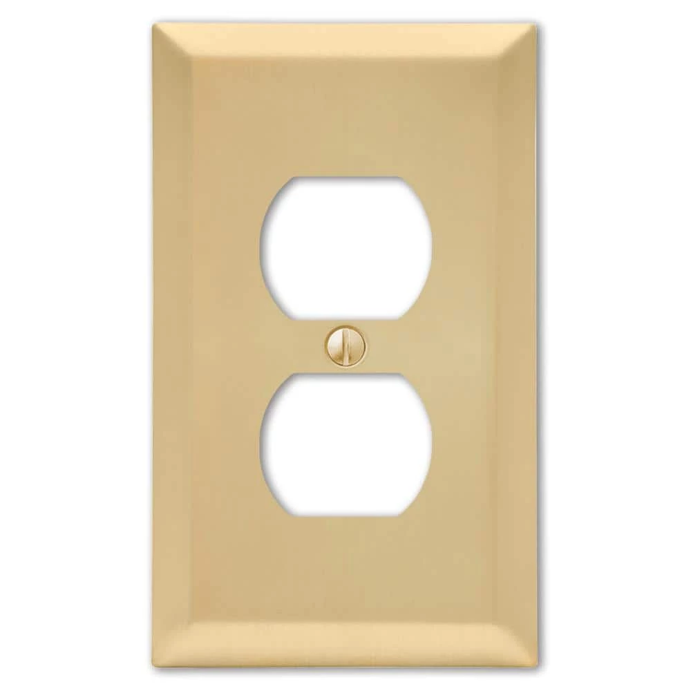 Metallic 1 Gang Duplex Steel Wall Plate - Satin Brass by AMERELLE 1 Metallic 1 Gang Duplex Steel Wall Plate - Satin Brass by AMERELLE