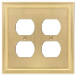 Hallcrest 2 Gang Duplex Metal Wall Plate - Satin Brass by AMERELLE