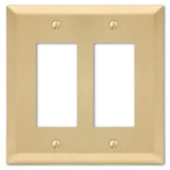 Metallic 2 Gang Rocker Steel Wall Plate - Satin Brass by AMERELLE