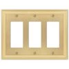 Hallcrest 3 Gang Rocker Metal Wall Plate - Satin Brass by AMERELLE