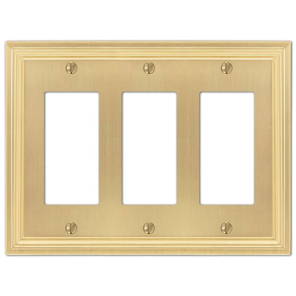 Hallcrest 3 Gang Rocker Metal Wall Plate - Satin Brass by AMERELLE 1 Hallcrest 3 Gang Rocker Metal Wall Plate - Satin Brass by AMERELLE